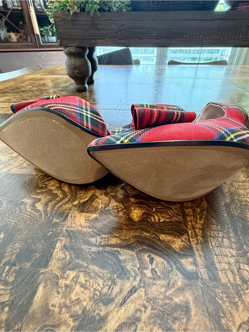 Betsey Johnson Prince d’Orsay in Red Plaid Pointed Toe w/Bow - Picture 7 of 7